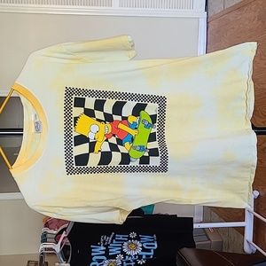 The Simpsons Bart Graphic T-Shirt Womens Medium Short Sleeve Yellow Tie-Dye